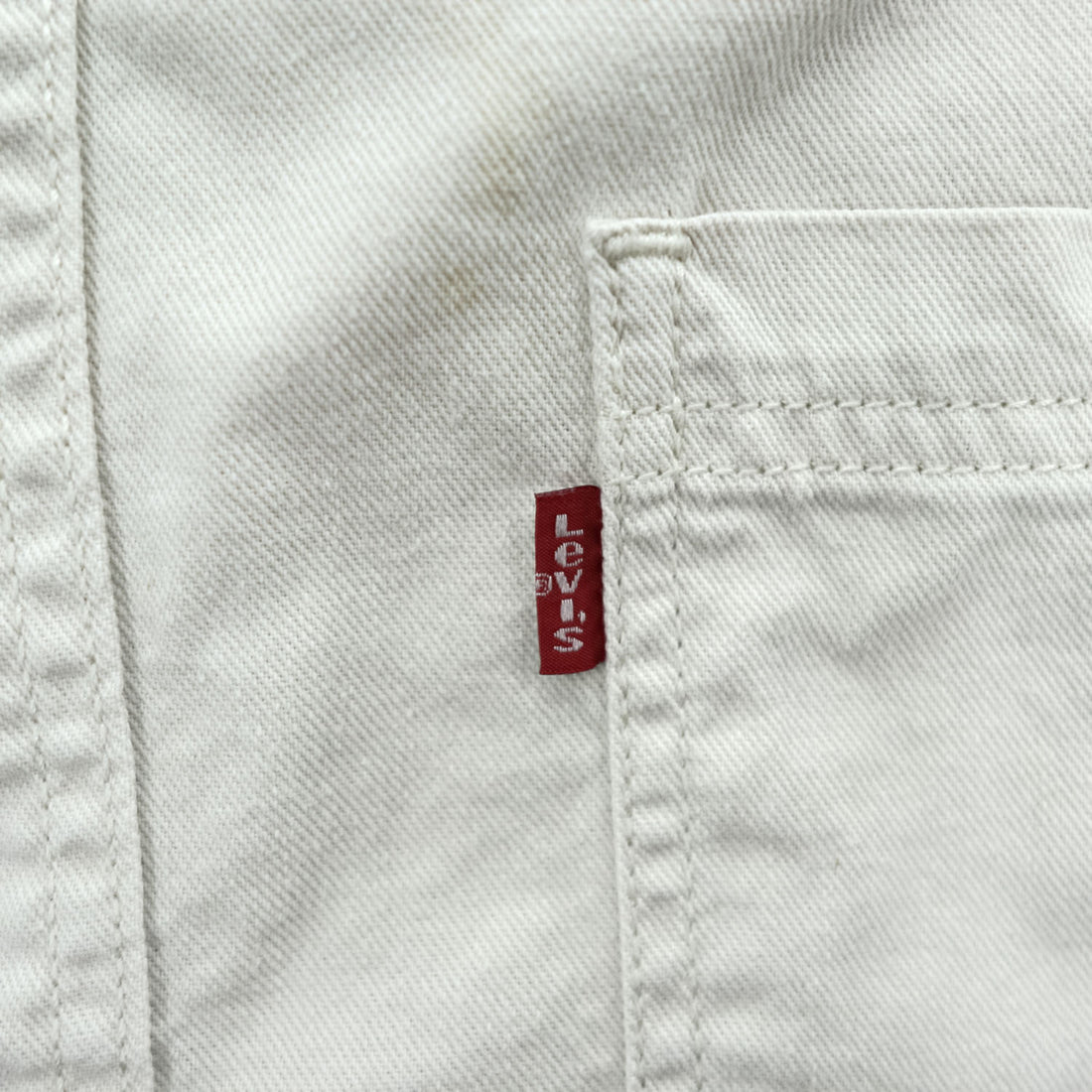 Levi's Red Tab Jeans Cotton Long Sleeve Work Shirt Ivory M Made in Indonesia 2000s