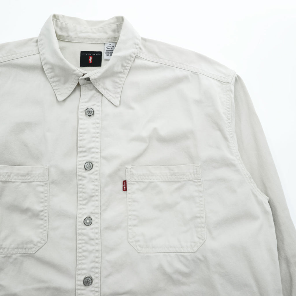 Levi's Red Tab Jeans Cotton Long Sleeve Work Shirt Ivory M Made in Indonesia 2000s