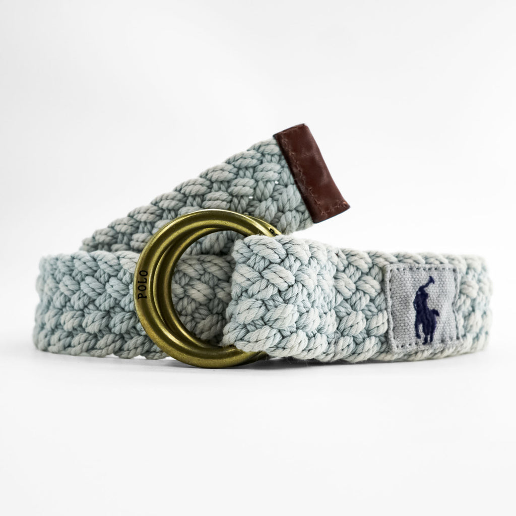 POLO RALPH LAUREN Light Blue Braided D-Ring Belt Made in India