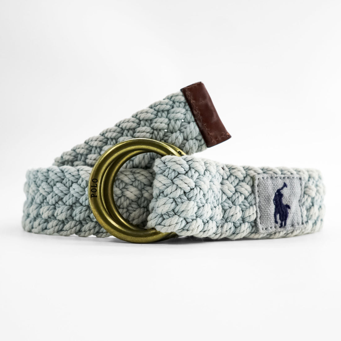 POLO RALPH LAUREN Light Blue Braided D-Ring Belt Made in India