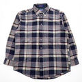 PENDLETON Made in USA 100% Virgin Wool Navy Plaid Button-Down Long Sleeve Shirt M