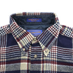 PENDLETON Made in USA 100% Virgin Wool Navy Plaid Button-Down Long Sleeve Shirt M