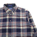PENDLETON Made in USA 100% Virgin Wool Navy Plaid Button-Down Long Sleeve Shirt M