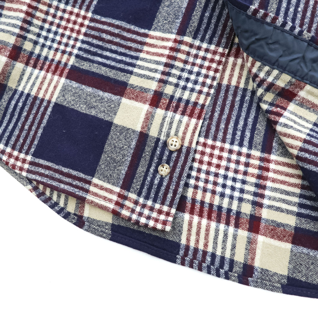 PENDLETON Made in USA 100% Virgin Wool Navy Plaid Button-Down Long Sleeve Shirt M