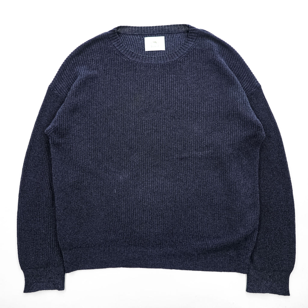 bukht Made in Japan Cotton Paper Rayon Crew Neck Knit Sweater Navy Size 2