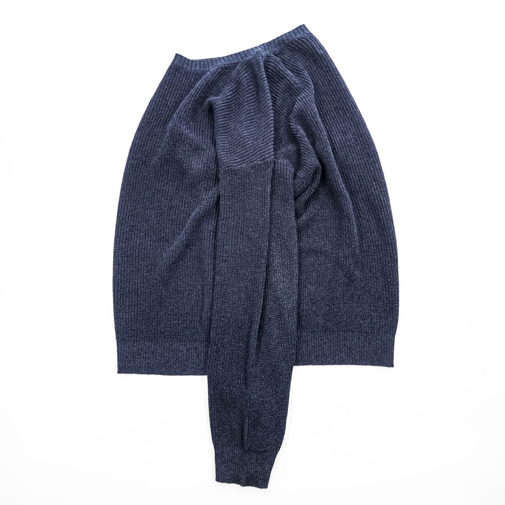 bukht Made in Japan Cotton Paper Rayon Crew Neck Knit Sweater Navy Size 2