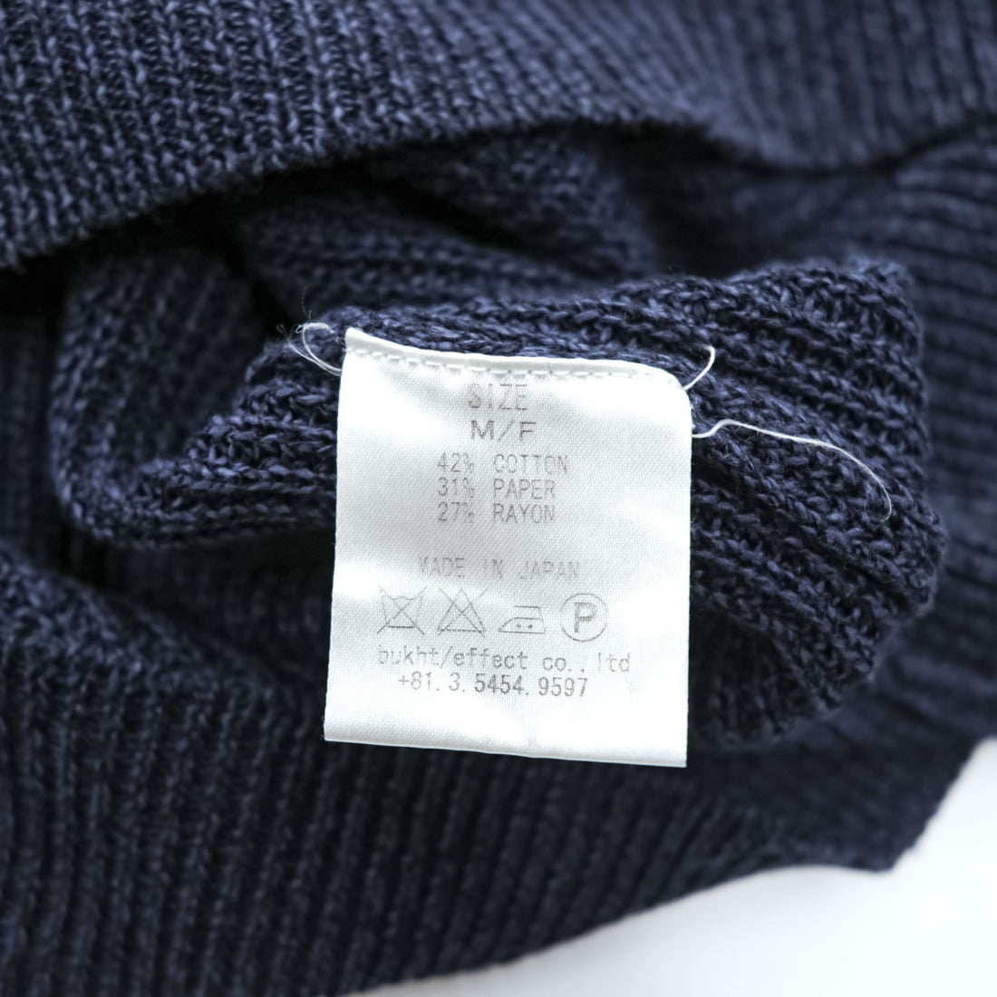 bukht Made in Japan Cotton Paper Rayon Crew Neck Knit Sweater Navy Size 2