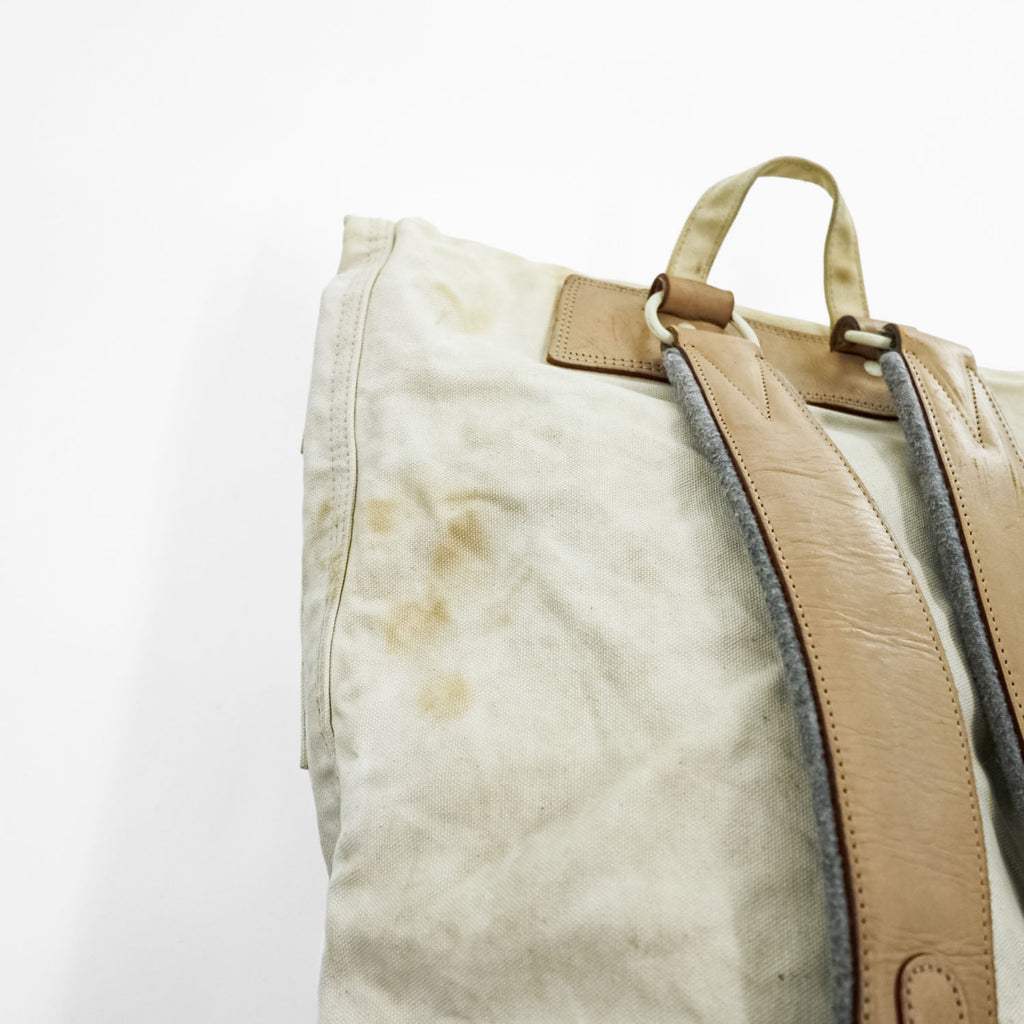 PORTER Yoshida Military Duffle Bag Backpack Canvas Leather Off White Large Japan
