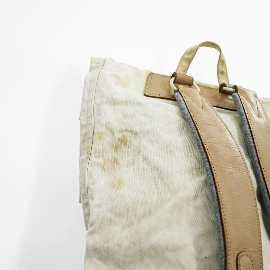 PORTER Yoshida Military Duffle Bag Backpack Canvas Leather Off White Large Japan