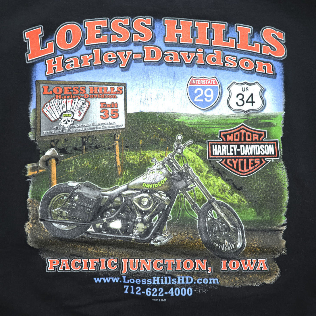 Harley-Davidson 2012 Loess Hills Double-Sided Graphic Sweatshirt 2XL Black
