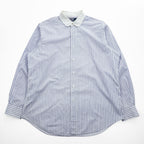 Polo Ralph Lauren L Blue Stripe White Rounded Collar Long Sleeve Shirt