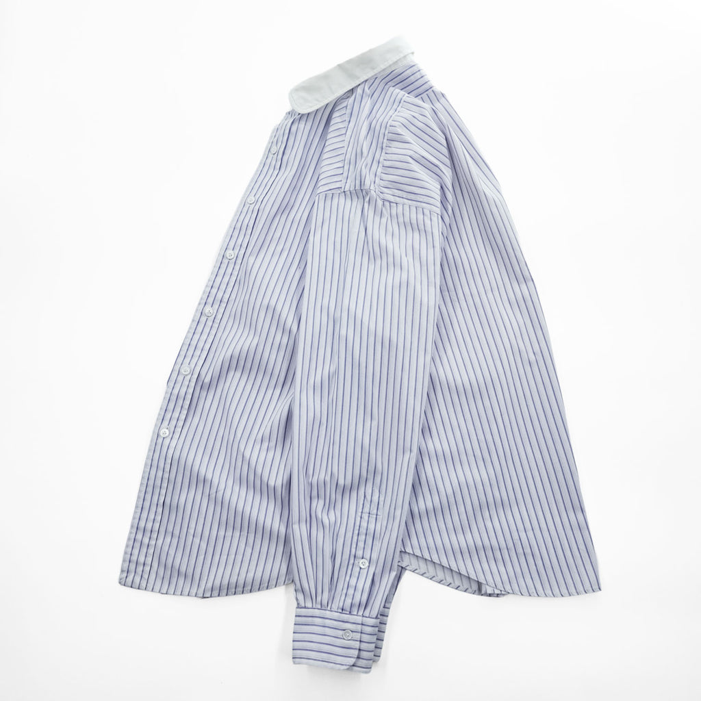 Polo Ralph Lauren L Blue Stripe White Rounded Collar Long Sleeve Shirt