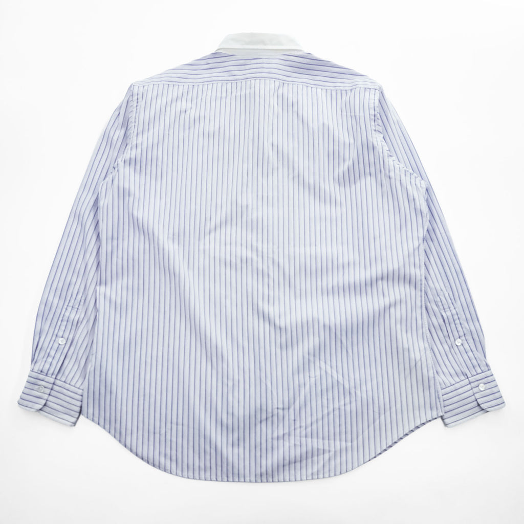 Polo Ralph Lauren L Blue Stripe White Rounded Collar Long Sleeve Shirt