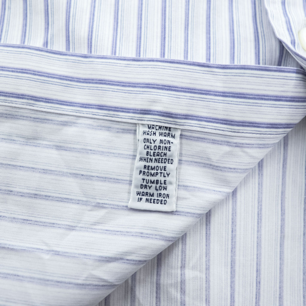 Polo Ralph Lauren L Blue Stripe White Rounded Collar Long Sleeve Shirt
