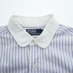 Polo Ralph Lauren L Blue Stripe White Rounded Collar Long Sleeve Shirt