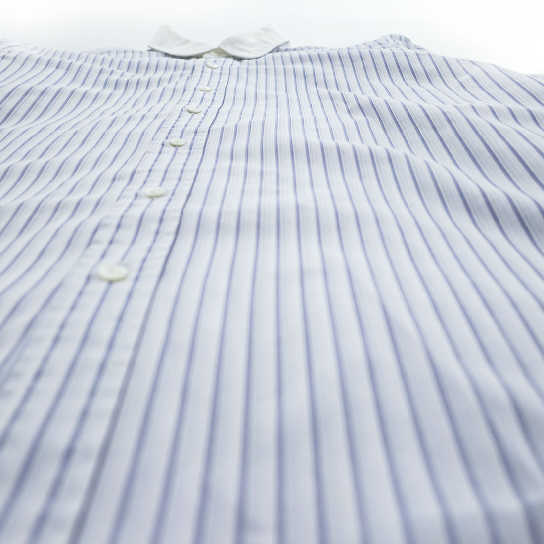 Polo Ralph Lauren L Blue Stripe White Rounded Collar Long Sleeve Shirt