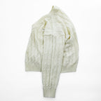 LACOSTE Made in Spain Cable Knit V-Neck Acrylic Sweater White Size G