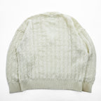 LACOSTE Made in Spain Cable Knit V-Neck Acrylic Sweater White Size G