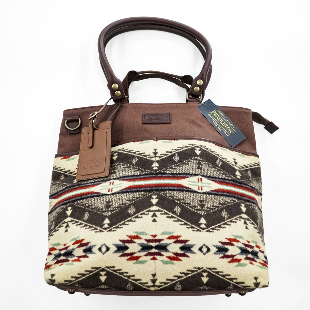 PENDLETON トートバッグ 2WAY ショルダーバッグ ネイティブ柄 ウール レザー ブラウン 日本製 未使用品