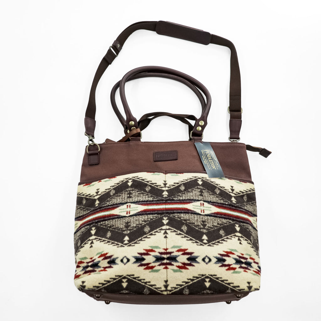 PENDLETON トートバッグ 2WAY ショルダーバッグ ネイティブ柄 ウール レザー ブラウン 日本製 未使用品