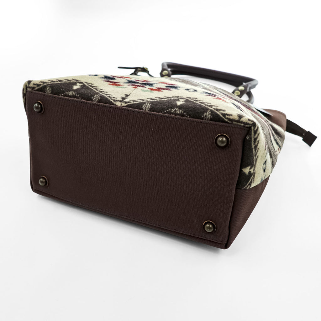PENDLETON トートバッグ 2WAY ショルダーバッグ ネイティブ柄 ウール レザー ブラウン 日本製 未使用品