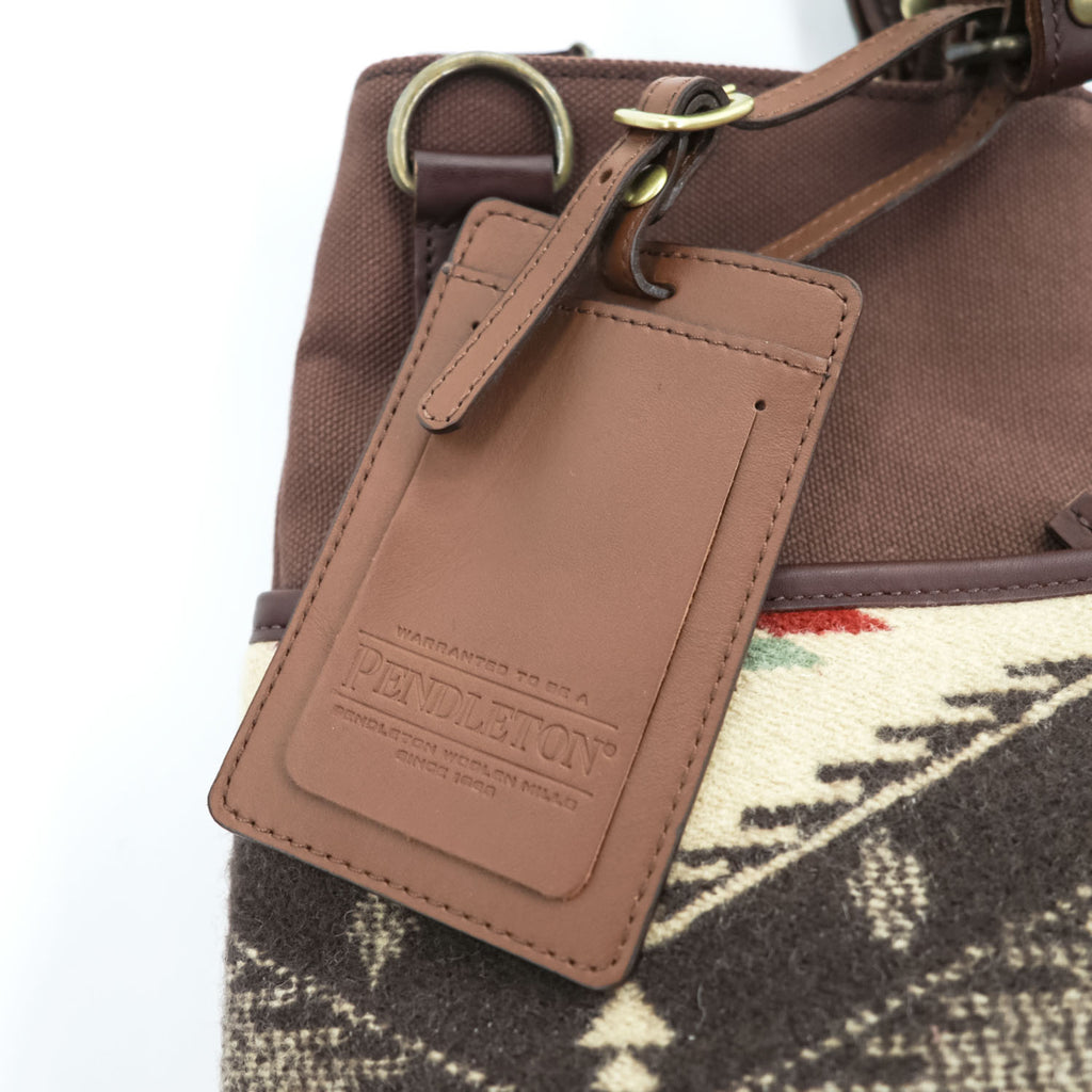 PENDLETON トートバッグ 2WAY ショルダーバッグ ネイティブ柄 ウール レザー ブラウン 日本製 未使用品