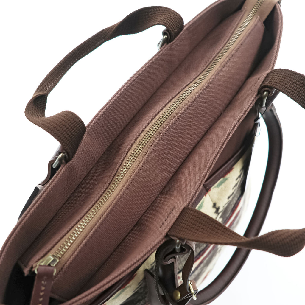 PENDLETON トートバッグ 2WAY ショルダーバッグ ネイティブ柄 ウール レザー ブラウン 日本製 未使用品