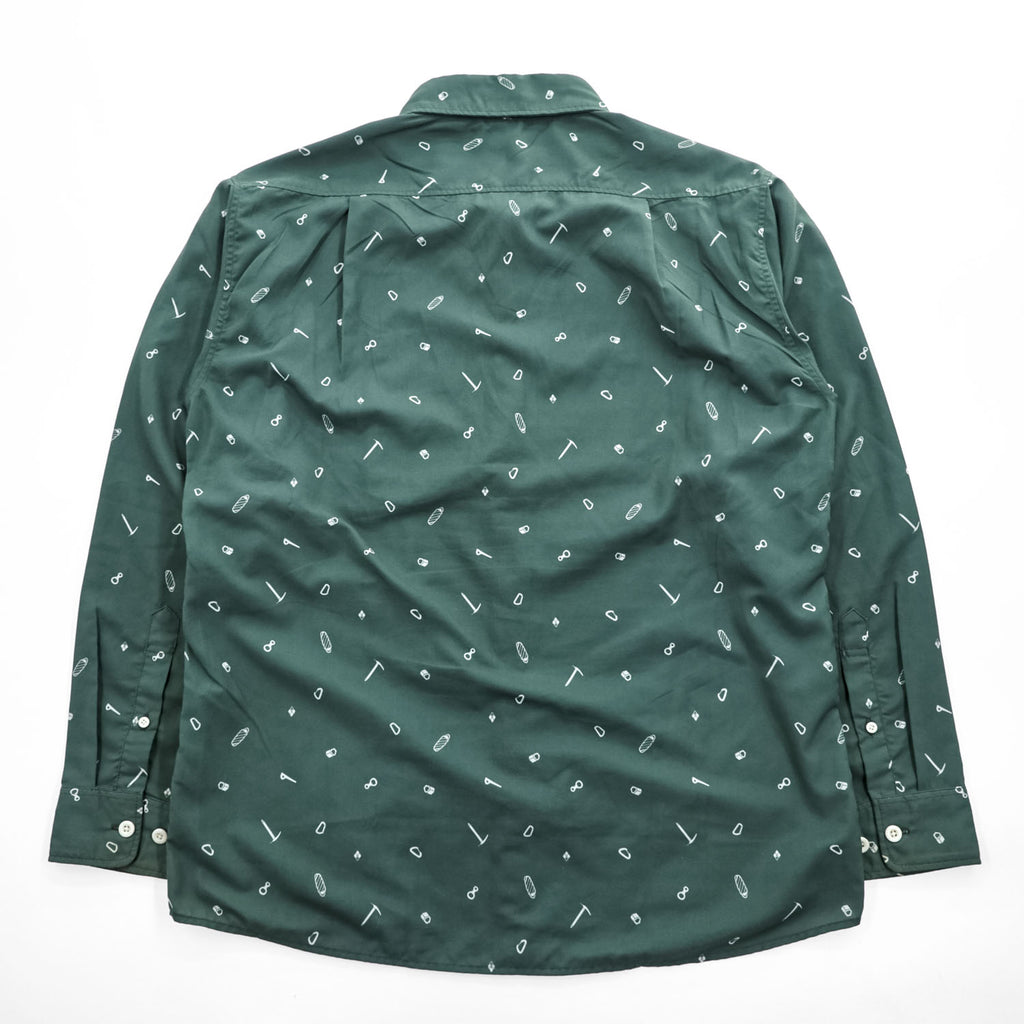 mont-bell All-Over Print Long Sleeve Shirt L Green Polyester Style 1114284 Made in India WIC Light Print Long Sleeve Shirt Men's