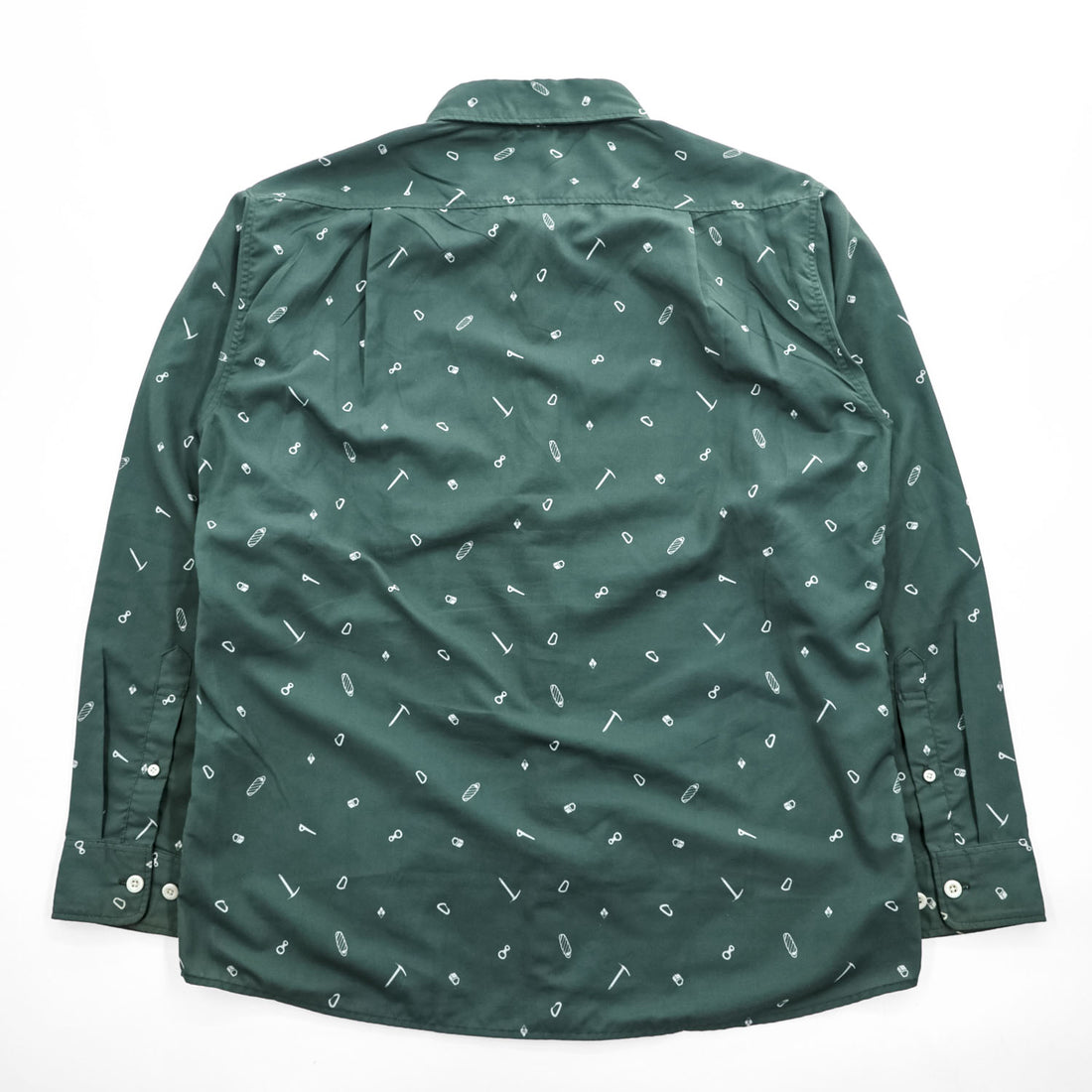 mont-bell All-Over Print Long Sleeve Shirt L Green Polyester Style 1114284 Made in India WIC Light Print Long Sleeve Shirt Men's