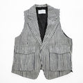TOMORROWLAND Striped Tailored Vest Gilet Cotton Paper Blend Size M Japan