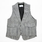 TOMORROWLAND Striped Tailored Vest Gilet Cotton Paper Blend Size M Japan