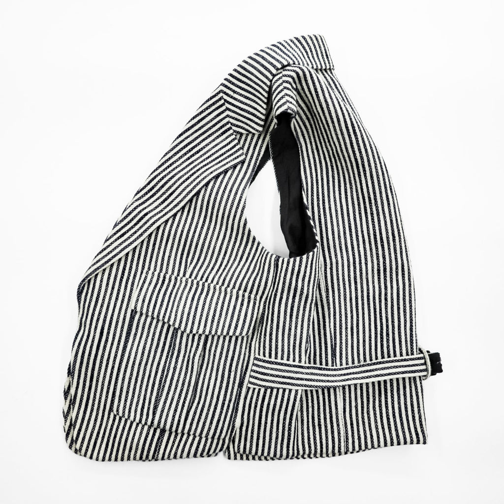 TOMORROWLAND Striped Tailored Vest Gilet Cotton Paper Blend Size M Japan
