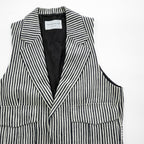 TOMORROWLAND Striped Tailored Vest Gilet Cotton Paper Blend Size M Japan