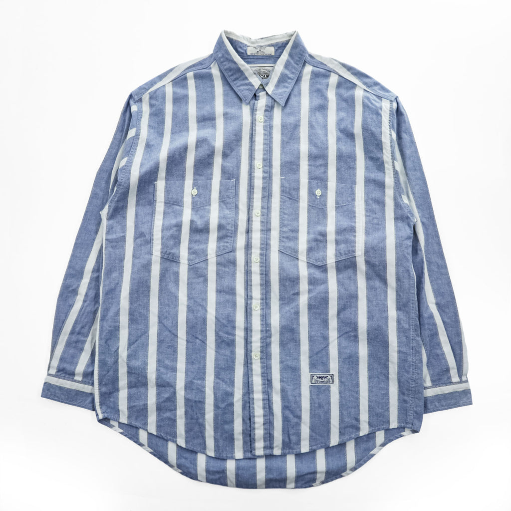 Levi's 90年代 ヴィンテージ 長袖シャツ M ブルー ホワイト ストライプ ダブルポケット 65115-5233 ポルトガル製