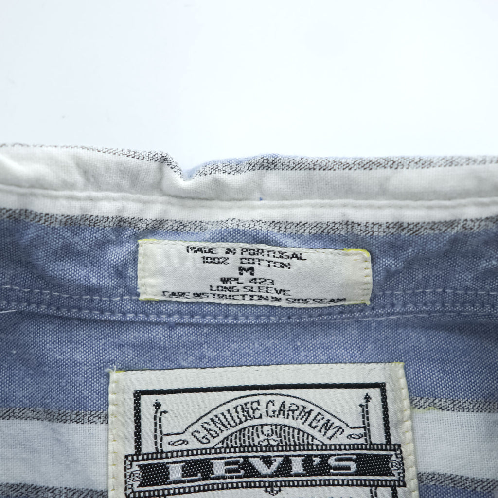 Levi's 90年代 ヴィンテージ 長袖シャツ M ブルー ホワイト ストライプ ダブルポケット 65115-5233 ポルトガル製