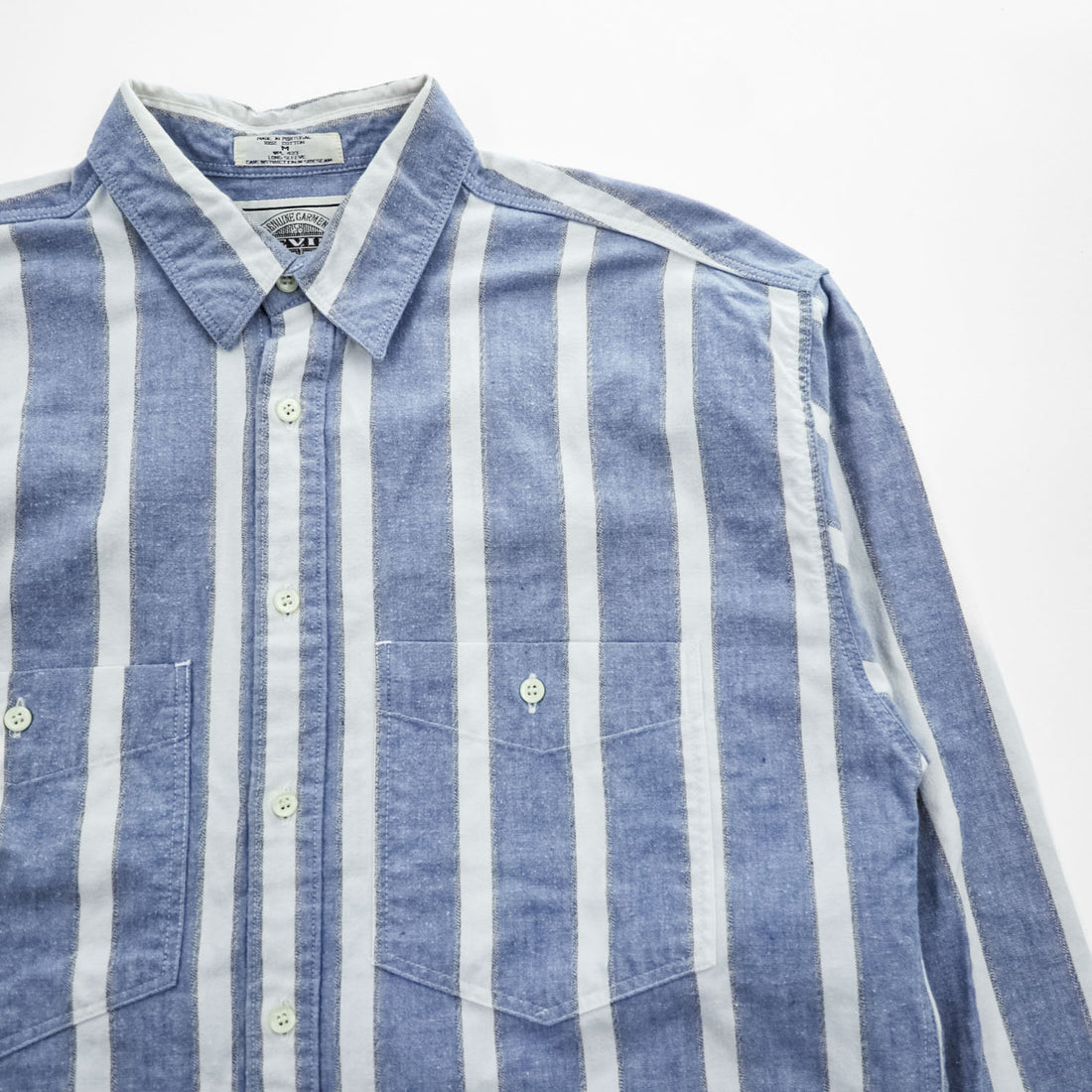 Levi's 90年代 ヴィンテージ 長袖シャツ M ブルー ホワイト ストライプ ダブルポケット 65115-5233 ポルトガル製