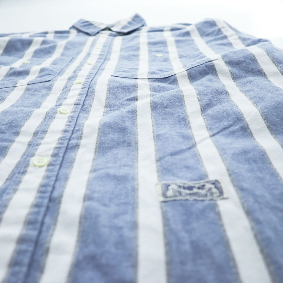 Levi's 90年代 ヴィンテージ 長袖シャツ M ブルー ホワイト ストライプ ダブルポケット 65115-5233 ポルトガル製