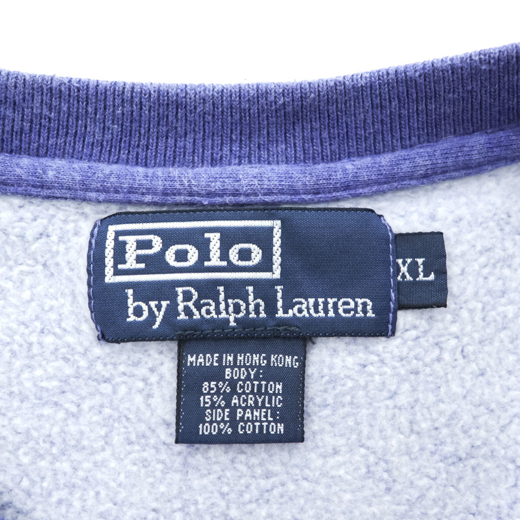 Polo Ralph Lauren 90年代 ヴィンテージ 前V スウェット トレーナー XL ブルー 裏起毛 ポニー刺繍