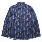 mont-bell WIC.ライト プリント ロングスリーブシャツ 長袖シャツ L ネイビー 総柄 1114284