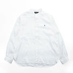 Polo Ralph Lauren リネン100% バンドカラー 長袖シャツ XL ホワイト 麻 OCEAN WASH LINEN