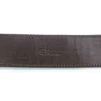 Calvin Klein レザーベルト ブラウン スクエアバックル ゴールド