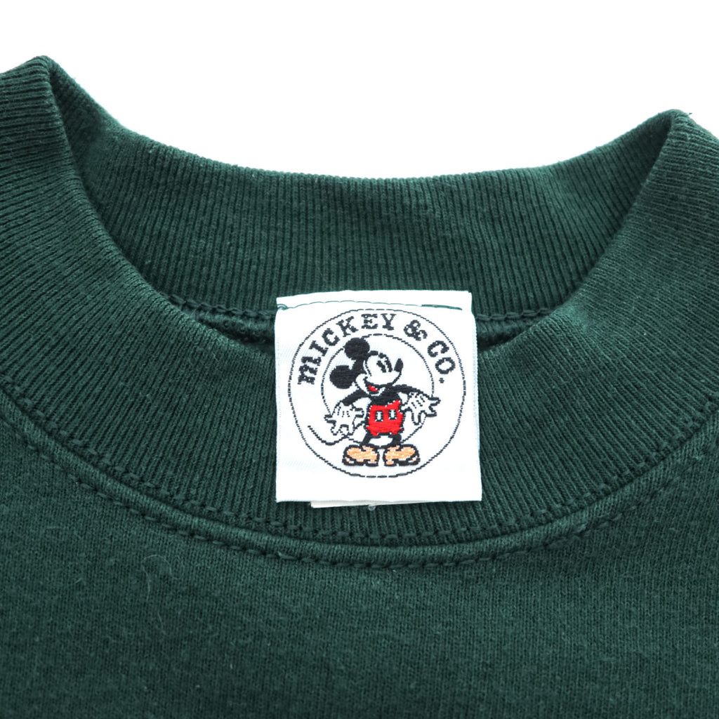 90年代 USA製 DISNEY MICKEY & Co. ヴィンテージ スウェット トレーナー L グリーン 裏起毛 ミッキーマウス 刺繍