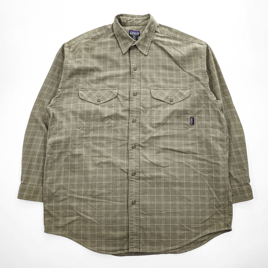 Patagonia オーガニックコットン 長袖チェックシャツ XL グリーン ダブルポケット ルーマニア製 ORGANIC COTTON
