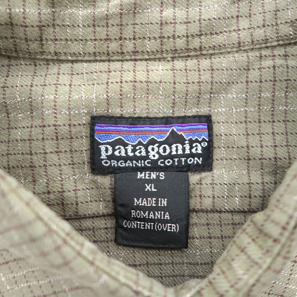Patagonia オーガニックコットン 長袖チェックシャツ XL グリーン ダブルポケット ルーマニア製 ORGANIC COTTON