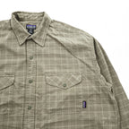 Patagonia オーガニックコットン 長袖チェックシャツ XL グリーン ダブルポケット ルーマニア製 ORGANIC COTTON