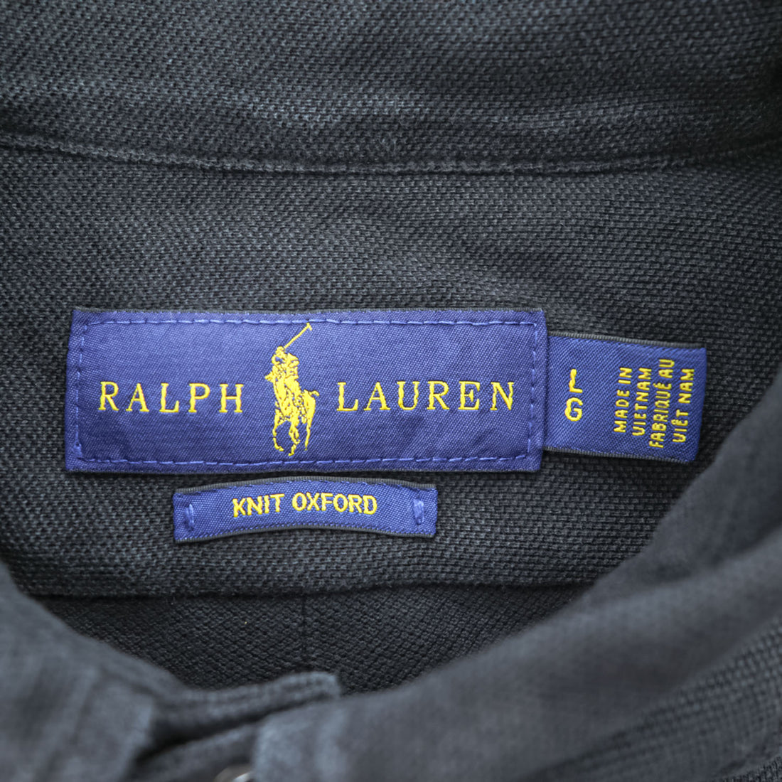 Ralph Lauren ニットオックスフォード 長袖シャツ  L ブラック ポニー刺繍 KNIT OXFORD ボタンダウン