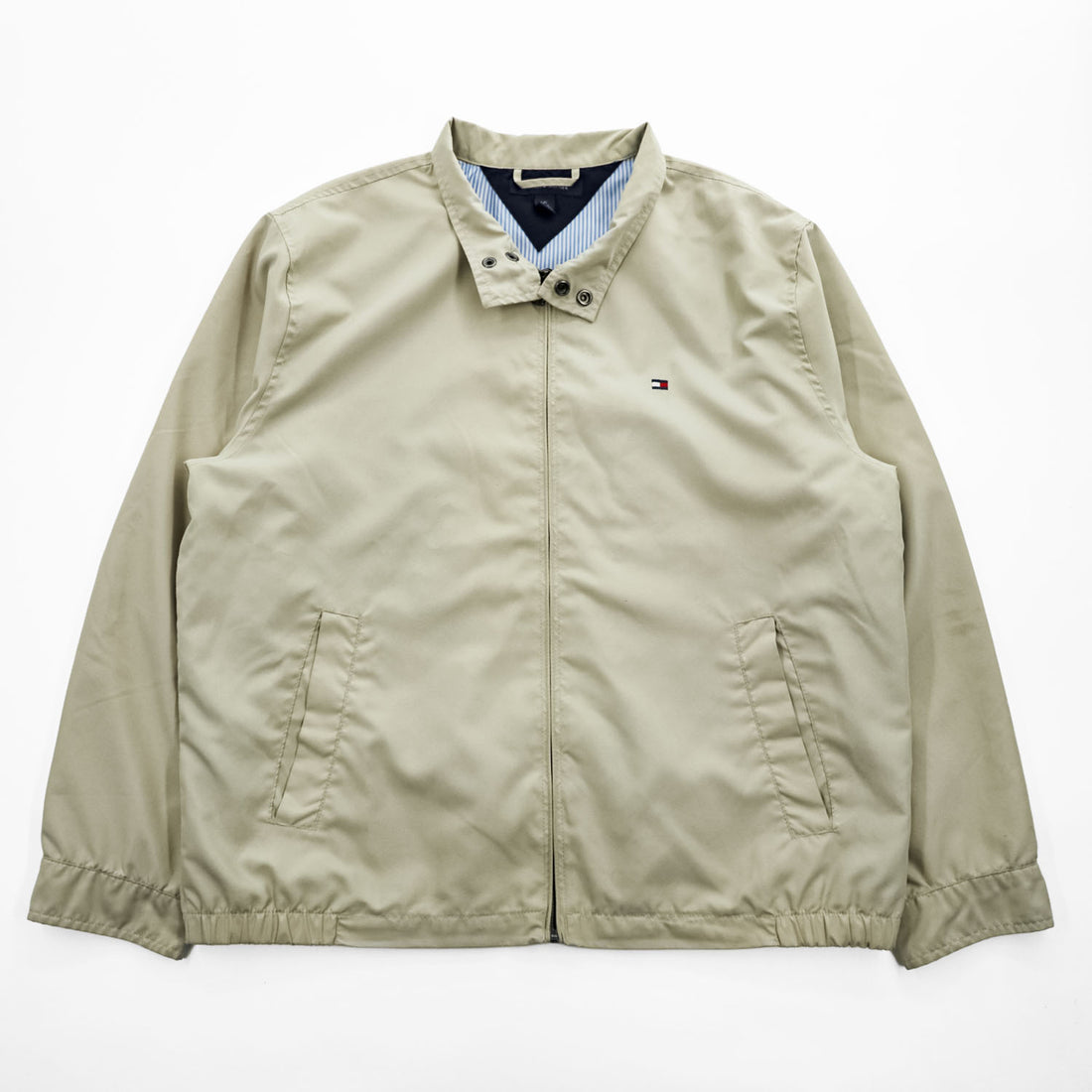 TOMMY HILFIGER スウィングトップ ハリントンジャケット L ベージュ 裏地ストライプ