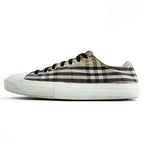 BURBERRY Check Canvas Low-Top Sneakers Beige Size 42 Made in China