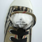 BURBERRY Check Canvas Low-Top Sneakers Beige Size 42 Made in China