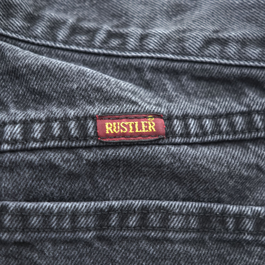 RUSTLER (Wrangler) ブラックデニムパンツ ジーンズ M コットン 87619CB